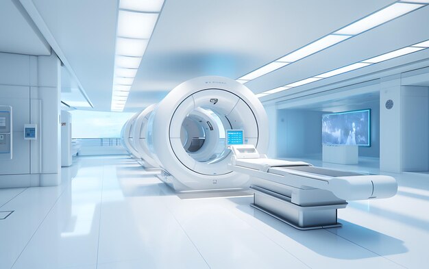 Escáner hospitalario médico de imágenes por resonancia magnética MRI moderno de alta tecnología vacío