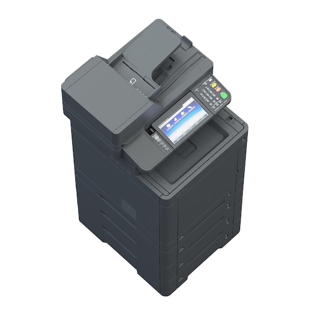 Escáner de impresora multifunción Oficina aislada Tecnología profesional Ilustración 3D