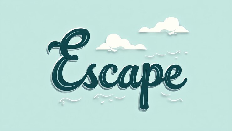 Foto escapa de la palabra en escritura fluida con olas y nubes