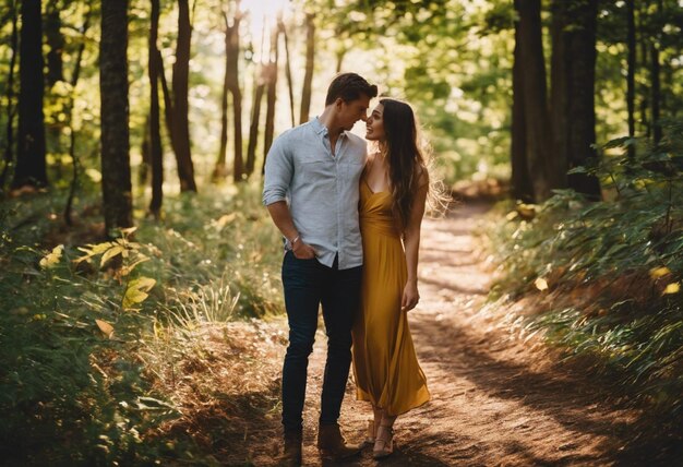 Foto escapada encantada un viaje romántico a través del bosque