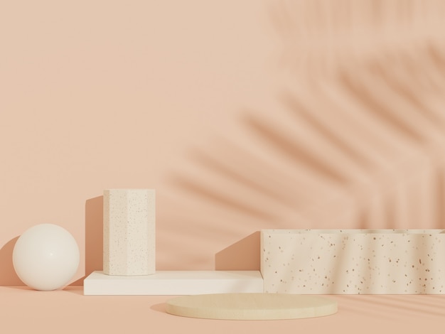 Escaparate de plataforma blanca abstracta 3d para presentación de productos y cosméticos con concepto de idea de terrazo