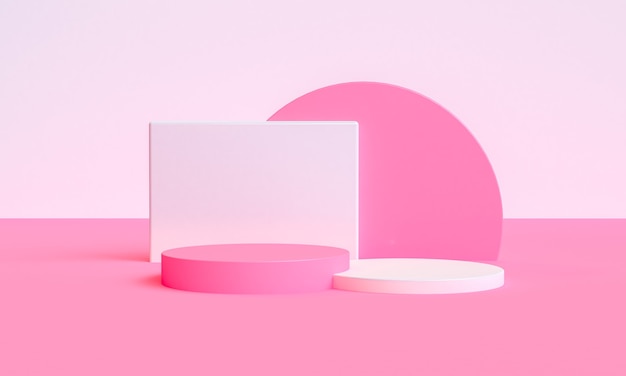 Foto escaparate de productos de plataforma de estilo minimalista abstack pink, 3d rendring