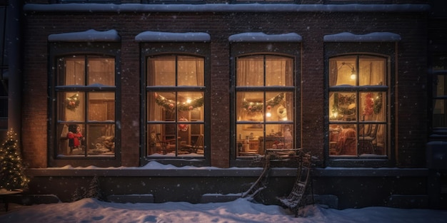 Escaparate de una tienda decorada para Navidad