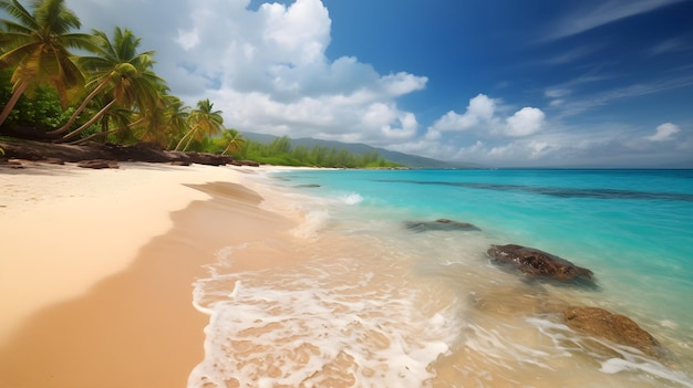 Escape à beira-mar praia tropical hipnotizante costas de areia macia e serenidade costeira