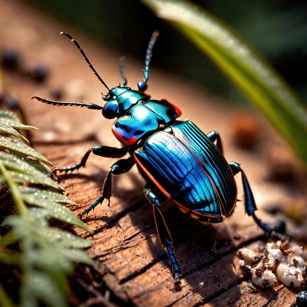 Escarabajo animal silvestre que vive en la naturaleza y forma parte del ecosistema