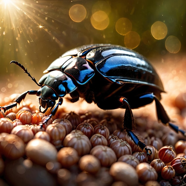 Foto escarabajo animal silvestre que vive en la naturaleza y forma parte del ecosistema