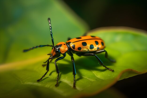 Escarabajo en una fotografía macro de hoja