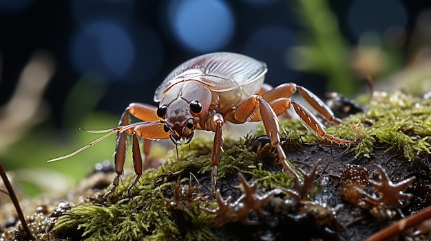 escarabajo rojo una araña