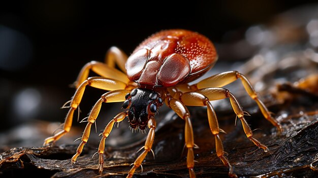 escarabajo rojo una araña