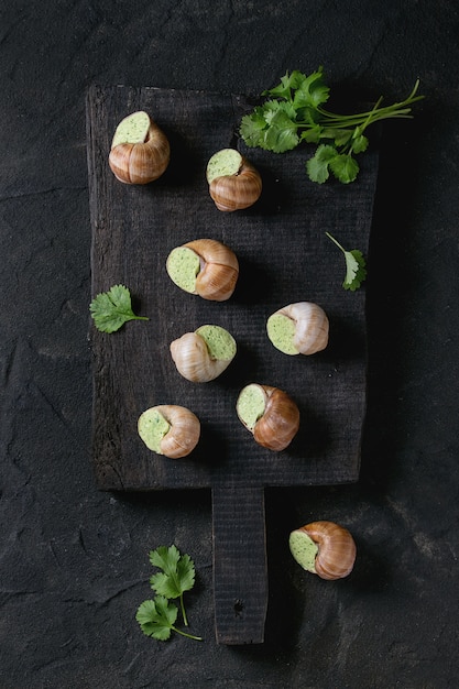 Escargots de Bourgogne sin cocer caracoles