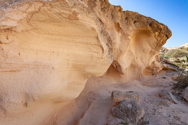 escarpas das areias fósseis da ravina encantados no norte de Fuerteventura