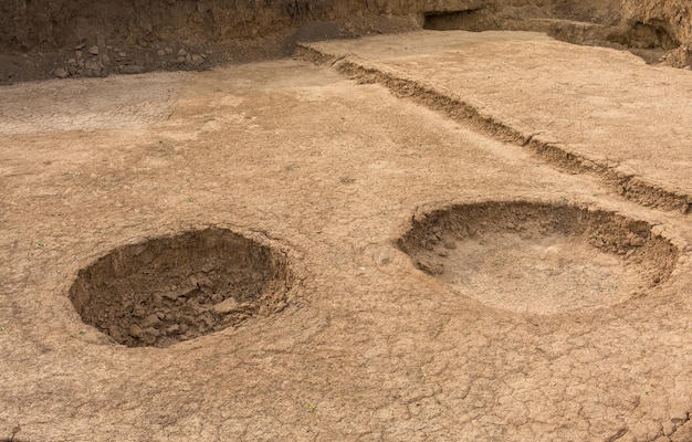 Escavações arqueológicas, vestígios do assentamento, fósseis de citas