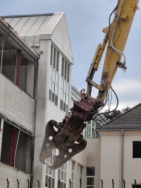 Foto escavadora de demolição