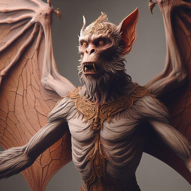 Escena 3D da criatura mitológica Bati Fotografia realista