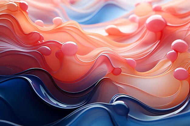 Foto escena abstracta de fondo de ondas de líquidos azules y rosas generative ai