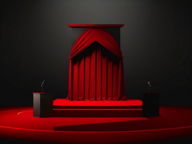 Escena abstracta del podio del Black Friday escenario rojo para la exhibición de productos sobre fondo negro