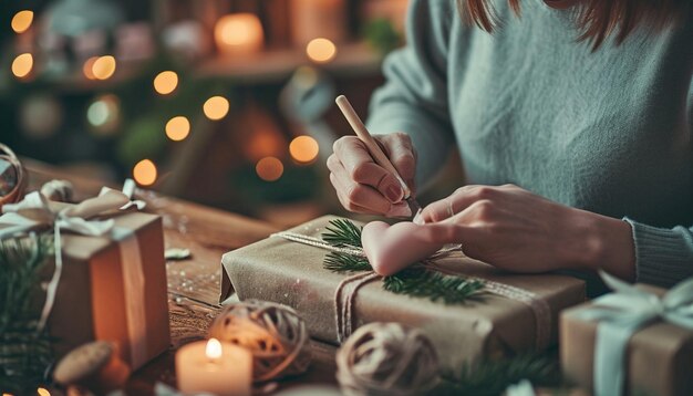 una escena acogedora de alguien elaborando un regalo casero para el Día Blanco