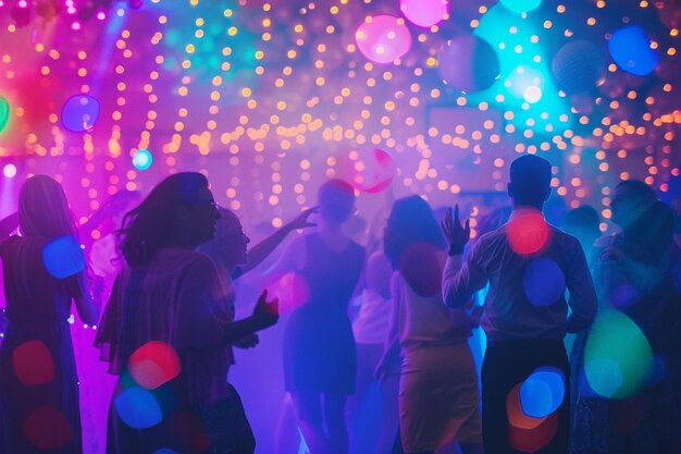 Foto una escena animada de invitados bailando y celebrando o generativo ai