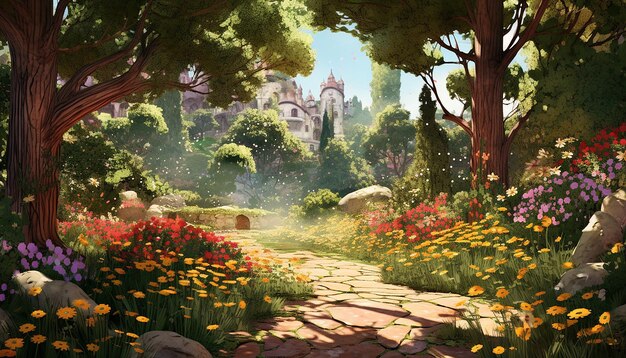 Foto una escena animada de un jardín que crece en rápido avance