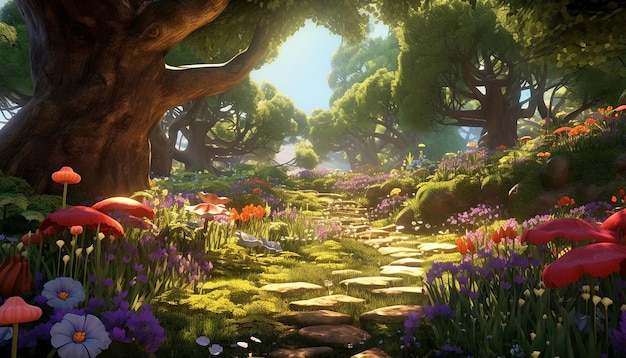 Foto una escena animada de un jardín que crece en rápido avance