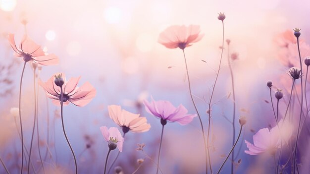 Una escena artística con una vista borrosa de un jardín de flores en flor fuera de la ventana con s de