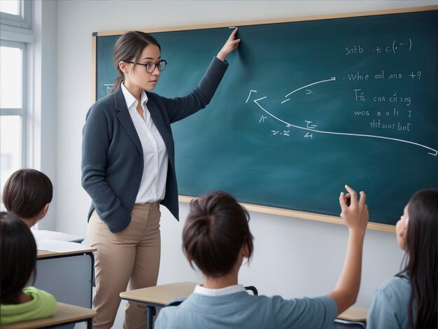 Foto escena del aula con profesores y alumnos ansiosos