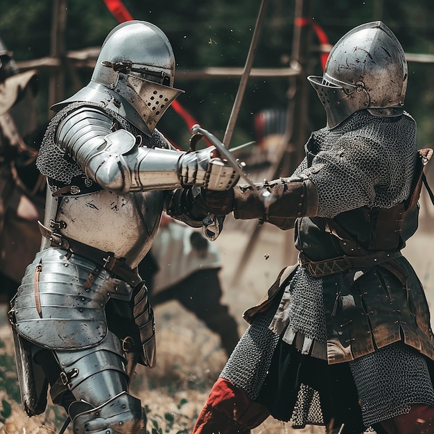 Escena de batalla de los caballeros blindados