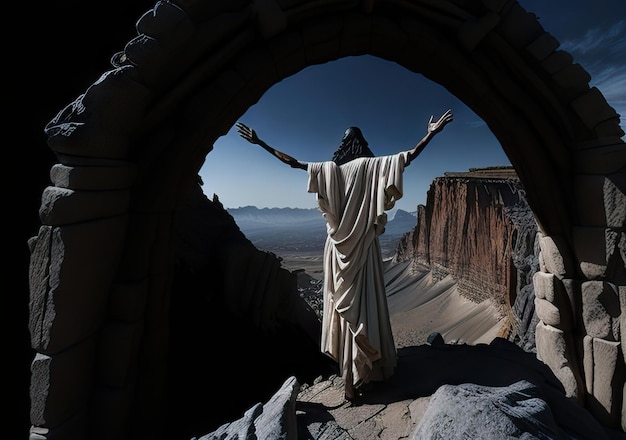 Foto escena bíblica en el desierto