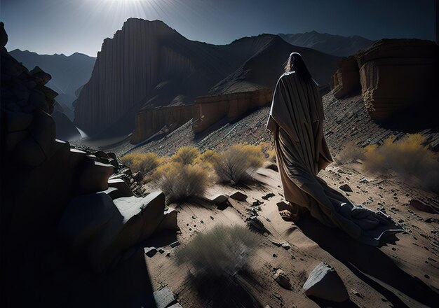 Foto escena bíblica en el desierto