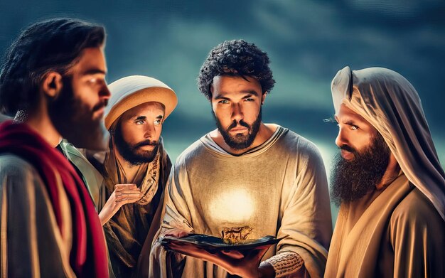 Foto escena bíblica del nacimiento de jesús