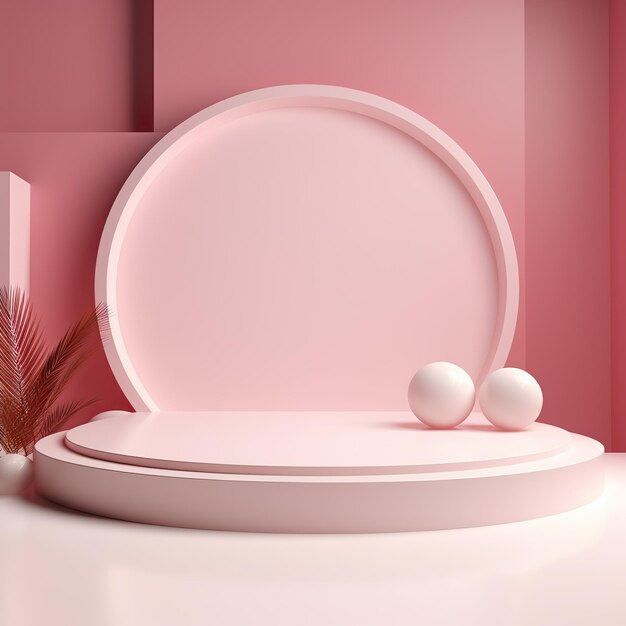 Escena brillante minimalista vacía con perlas Podio de color neutro beige rosa para bienes y artículos
