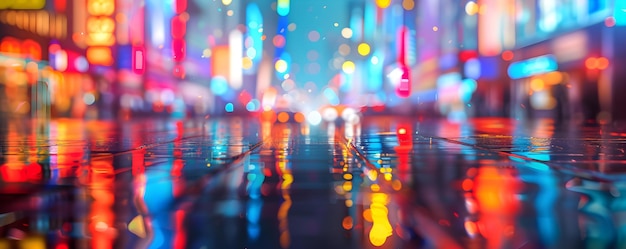 La escena de la calle bulliciosa Las luces de neón vibrantes iluminan la vida nocturna de la ciudad Concepto Fotografía de paisaje Horas de oro Fotografía de naturaleza Fotografías macro Astrofotografía