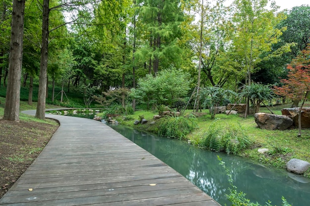 Escena de la calle del paisaje del jardín clásico chino