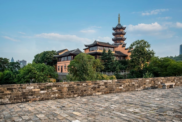 Escena de la calle del paisaje de la muralla de la ciudad de Nanjing