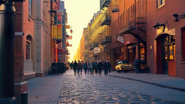 Una escena callejera con un cartel que dice "la ciudad de Nueva Orleans"