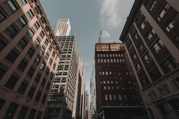 Una escena callejera con un edificio al fondo y un cartel que dice que la ciudad es el edificio más alto del mundo.