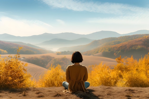 escena de campo con colinas onduladas colorido telón de fondo de otoño que abarca la belleza del equinoccio