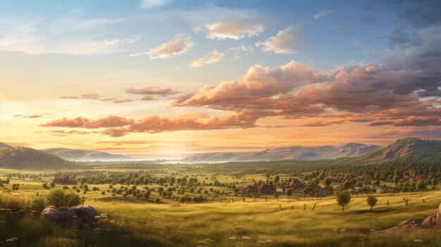 Foto una escena de campo de ensueño con detalles hiperrealistas