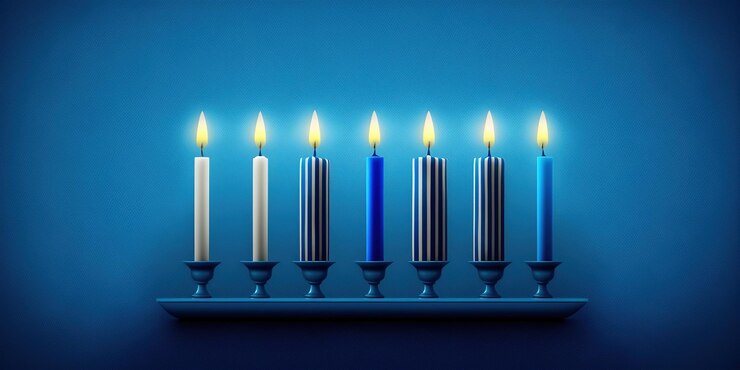 Escena de celebración de Hanukkah para el festival Fondo de fiesta judía de Hanukkah con símbolo tradicional