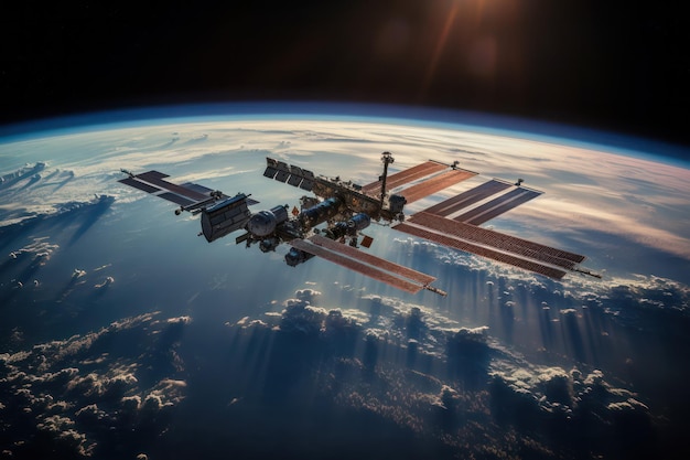Escena de ciencia ficción Estación espacial a la deriva en el concepto futurista del Cosmos