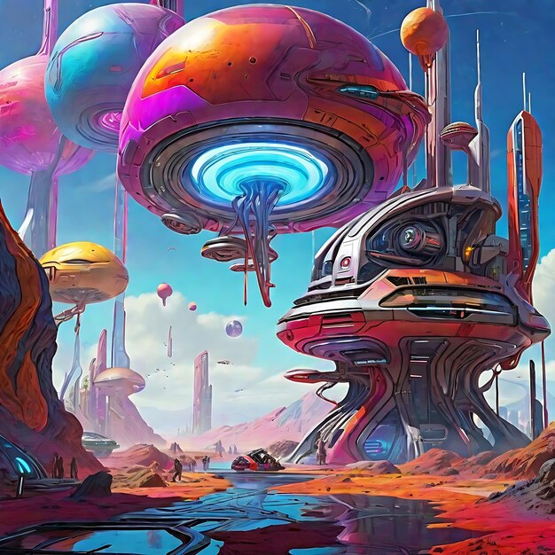 Foto escena de ciencia ficción moderna y colorida