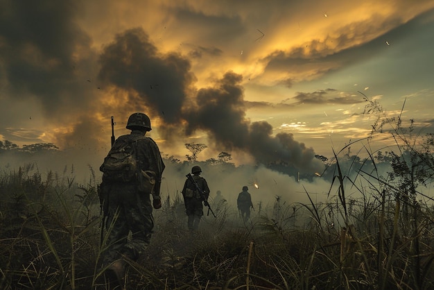 Escena cinematográfica de la guerra de Vietnam