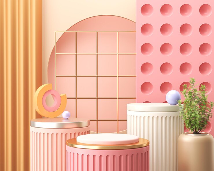 Escena de color pastel de forma geométrica abstracta mínima, diseño para cosmética o presentación de productos podio 3d render.