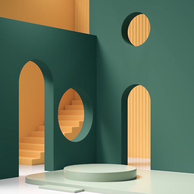 Escena de color pastel de forma geométrica abstracta mínima, diseño para podio de exhibición de productos o cosméticos render 3d.