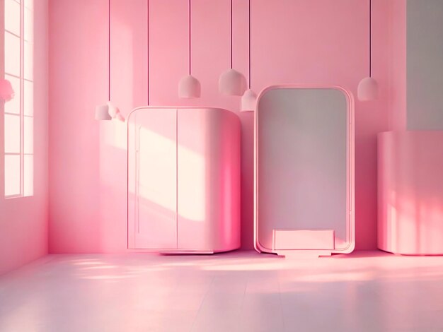 escena color rosa con tonos fríos sentido de la tecnología estilo wabisabi moda éxito de taquilla ambiente lig luz