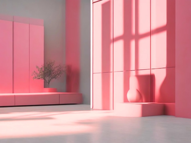 escena color rosa con tonos fríos sentido de la tecnología estilo wabisabi moda éxito de taquilla ambiente lig luz