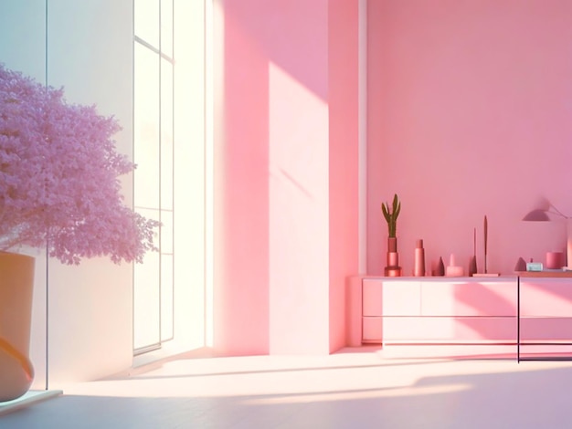 escena color rosa con tonos fríos sentido de la tecnología estilo wabisabi moda éxito de taquilla ambiente lig luz