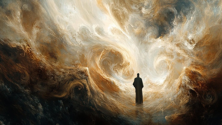 Foto una escena contemplativa de un adventista solitario en lo profundo de la vida generativa