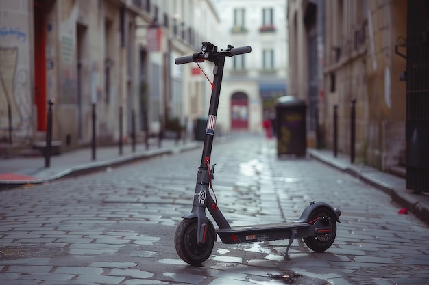 Foto escena da cidade de scooters elétricos