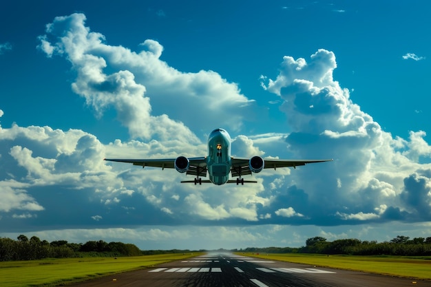 Foto escena de chegada da aeronave da majestade no ar